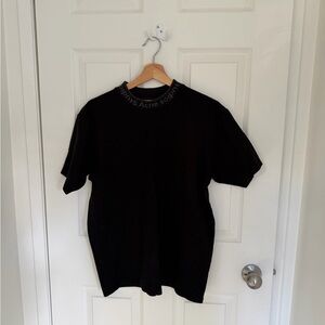 Acne Studios Black Crewneck Tee with Logo Collar